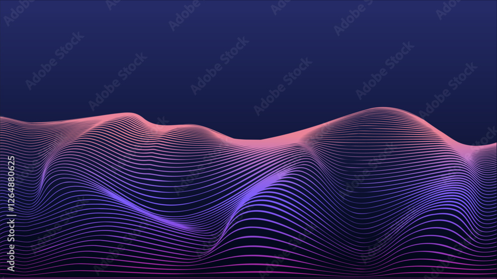 Fototapete dark background with luminous waves and sleek flowing lines as a design element. vector illustration