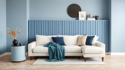 This modern living room boasts a comfortable sofa and stylish interior design