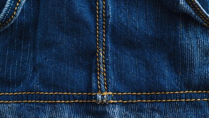 Fototapeta premium Close-up of denim fabric with visible stitching details and texture ideal for fashion or textile backgrounds Copy Space