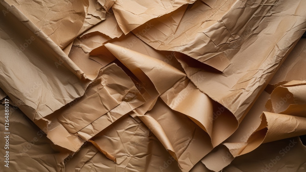 Poster brown crumpled paper texture background with folded and wrinkled surfaces ideal for design projects 