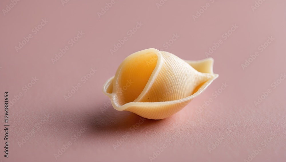 Poster pasta shell on a pink background with soft lighting showing texture and detail with copy space