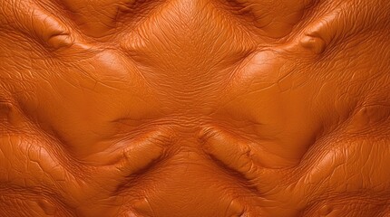 Fototapeta premium Textured orange leather background with visible creases and patterns suitable for design applications Copy Space