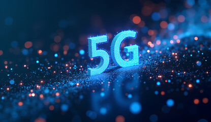 Dynamic 5G Impact Graphic Showcasing Healthcare, Gaming, and IoT with High-Speed Motion Effects and Vibrant Colors