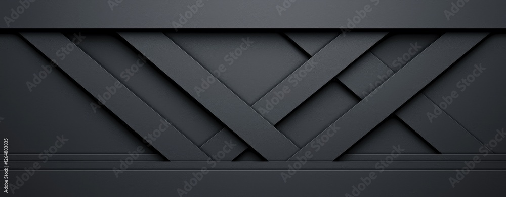 Poster Abstract geometric pattern with layered black strips creating a modern design for backgrounds or wallpapers