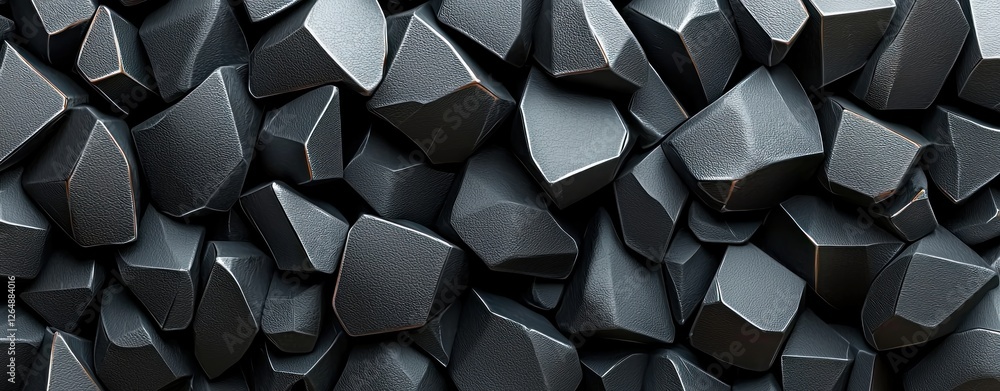 Poster textured black stones with sharp edges creating a natural rock surface for backgrounds or design ele