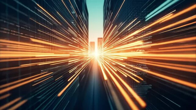 A digital representation of data movement or connectivity, suggesting speed and technological advancement.