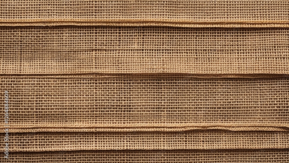 Poster textured fabric close-up with woven pattern in natural brown tones and horizontal folds suitable for