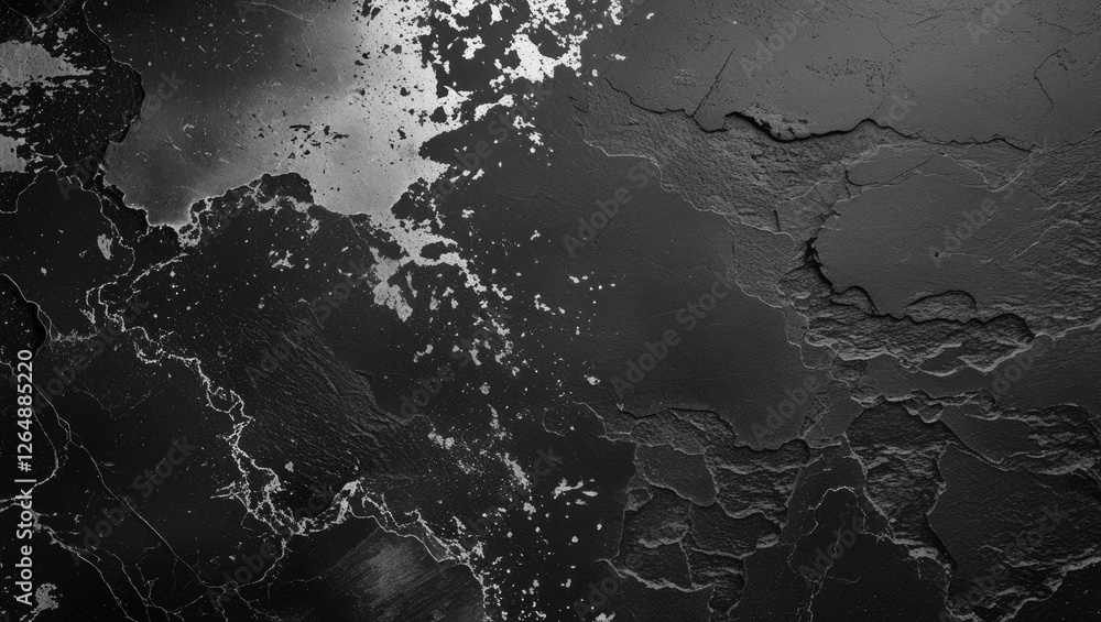 Poster abstract black textured surface with cracks and shiny highlights suitable for background or design e