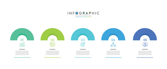 5 Steps Infographic the infographic utilizes a horizontal layout, with the five steps arranged sequentially from left to right. This promotes a clear, linear flow. Modern infographic design template.