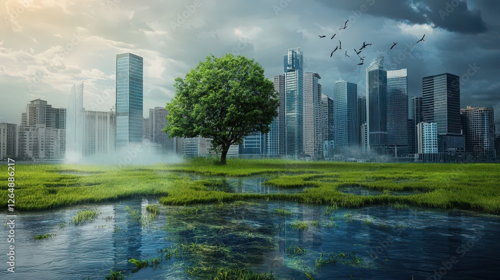 Poster machine learning model helping scientists predict climate change impacts, simulating weather pattern