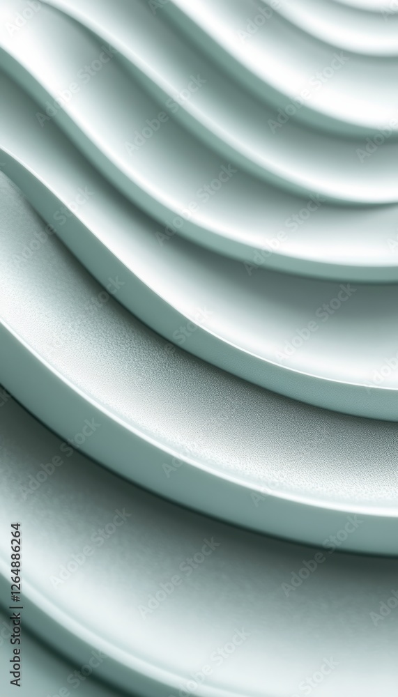 Poster soft mint green 3d wave pattern serene, elegant background for text and design projects.