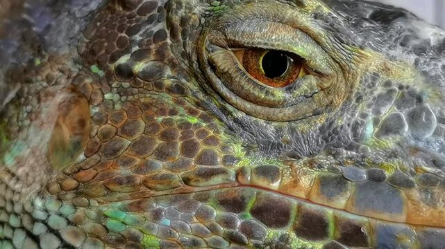 Green iguanas are patterned and have hard scales. The green iguana is a lizard reptile in the iguana family