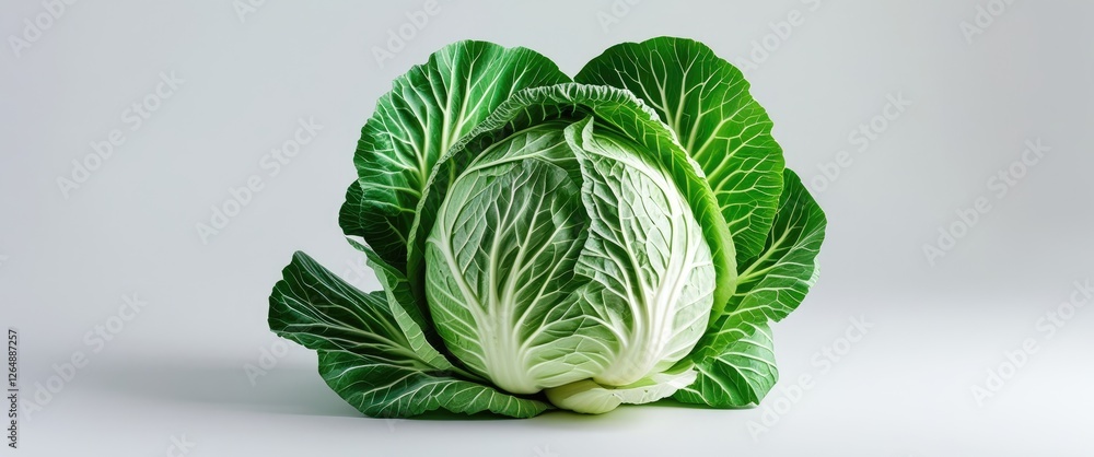 Aufkleber fresh green cabbage with vibrant leaves on a plain background. copy space available for text placeme