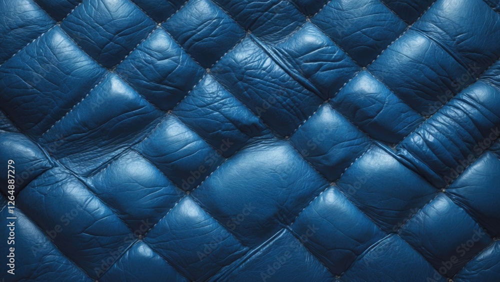 Aufkleber blue leather quilted texture background with diamond pattern and visible stitching ideal for design 
