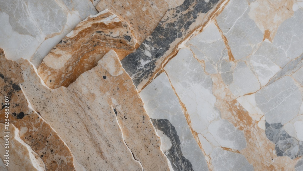 Poster textured background of natural stone with patterns of beige, gray, and white hues showcasing mineral