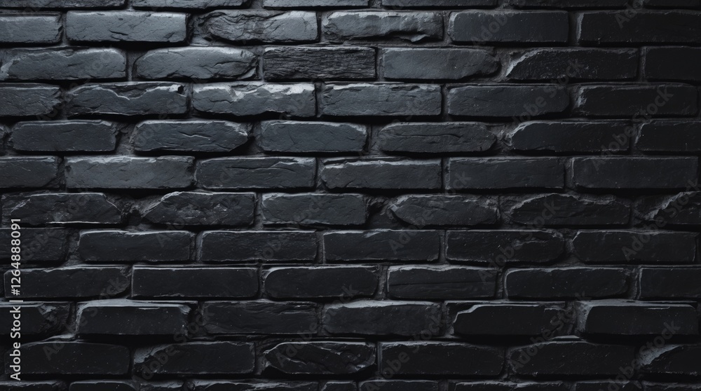 Poster black brick wall texture background with uneven surface and shadows suitable for design projects cop