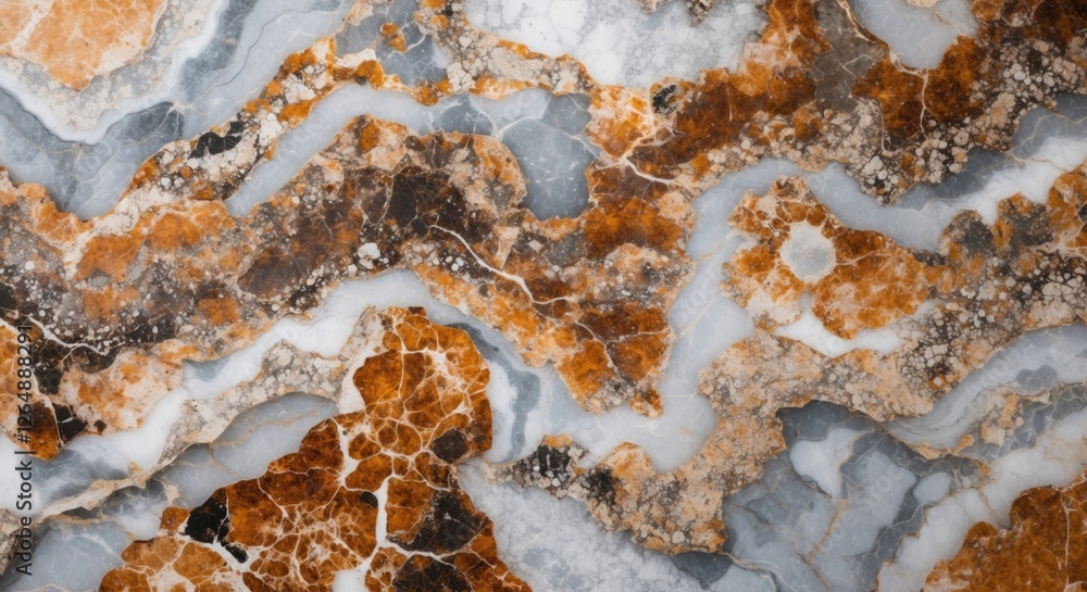 Poster Brown and blue abstract marble texture with natural patterns and veins suitable for backgrounds and decorative surfaces Copy Space