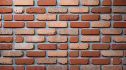 Fototapeta premium Red brick wall background texture with various sizes of bricks arranged in a uniform pattern Copy Space