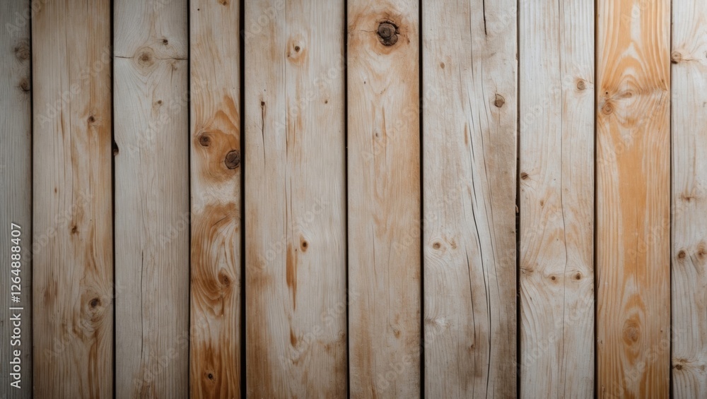 Poster textured wooden wall background with vertical planks in light beige and brown tones ideal for design