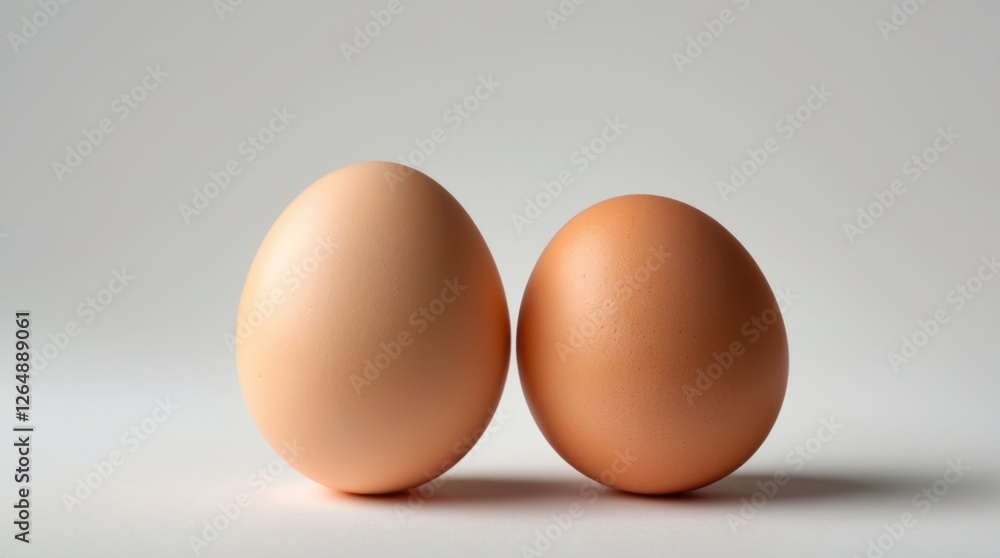 Aufkleber Two brown eggs with smooth shells positioned side by side on a light background Copy Space