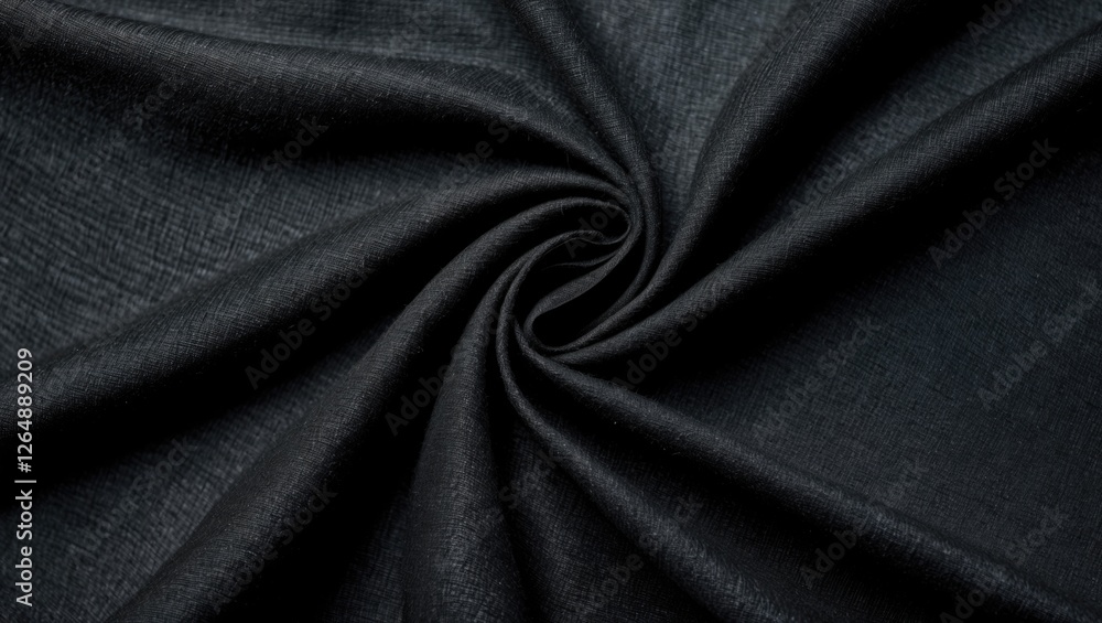Poster black textile fabric with a swirling pattern suitable for backgrounds and fashion designs copy space