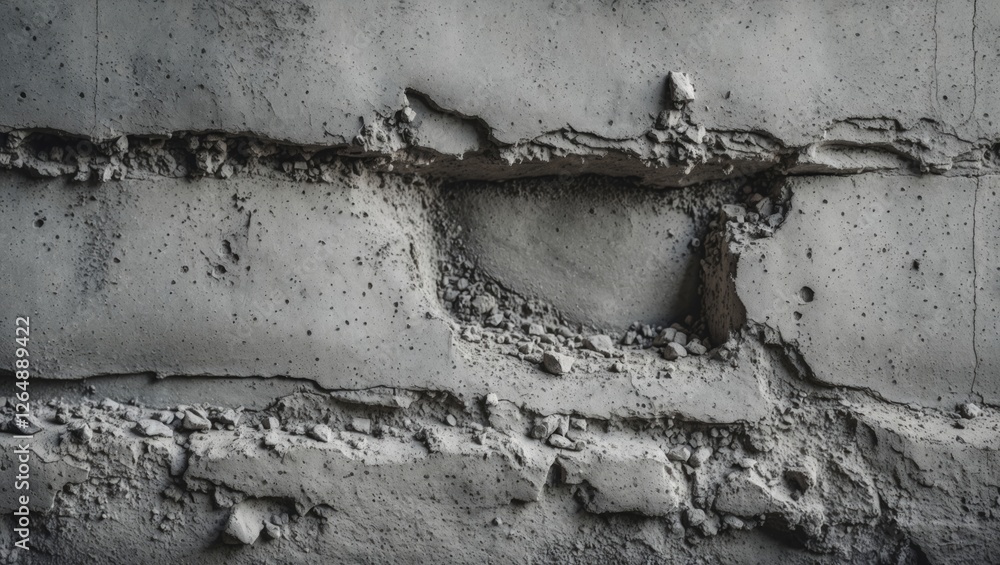 Poster textured concrete wall with cracks and rough surfaces detail providing an industrial aesthetic and i