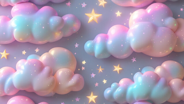 Fototapeta Dreamy Unicorn Inspired Wallpaper with Ethereal Designs and Soft Color Palette