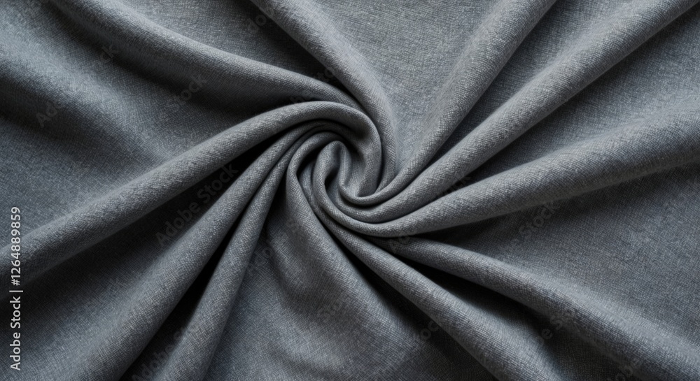 Poster Close-up of twisted gray fabric with a soft texture and natural light showing the fiber details Copy Space
