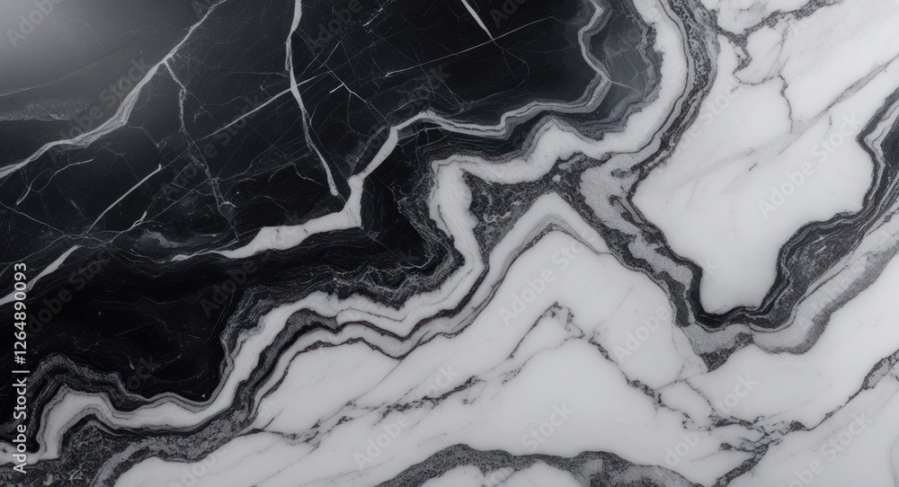 Poster Black and white marble texture background with intricate patterns and striations ideal for creative projects and designs