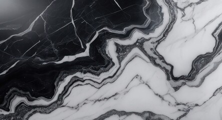 Black and white marble texture background with intricate patterns and striations ideal for creative projects and designs