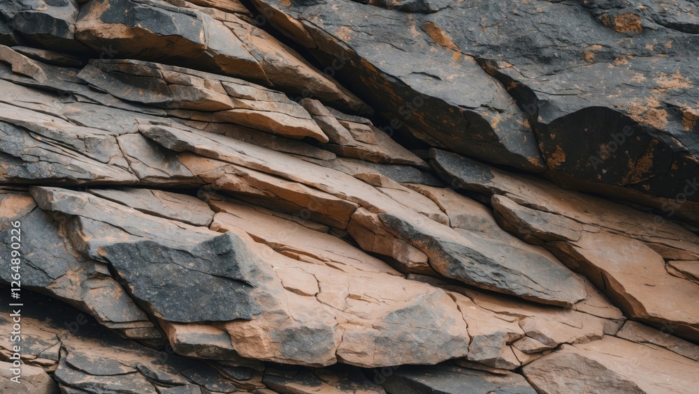 Poster Textured natural rock surface with layered formations and geological features suitable for background designs or earth-related themes Copy Space