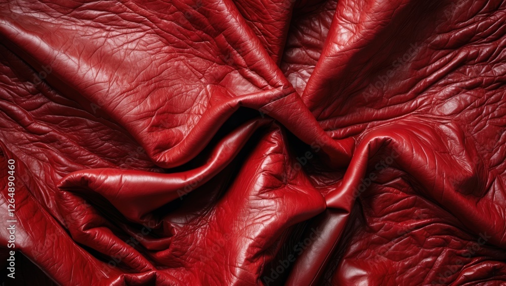 Poster red leather texture background with wrinkles and folds suitable for design use, copy space