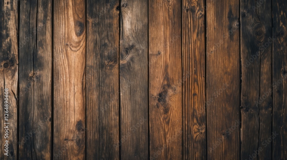 Poster wooden plank texture background with varied shades of brown and black for use as rustic decor or gra
