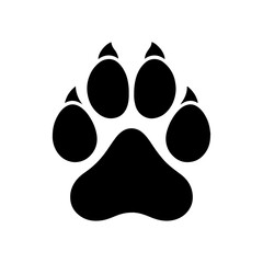 Simple leopard paw print silhouette icon vector flat illustration design on white background.