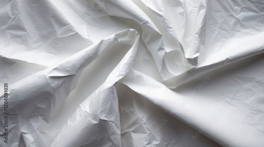 Aufkleber Crumpled white paper texture background with intricate folds and creases suitable for various design applications Copy Space