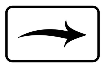 Forward-looking directional arrow sign on a white background.