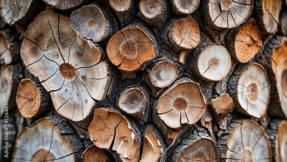 Poster wooden tree rings texture background with cross sections showing natural patterns and colors copy sp