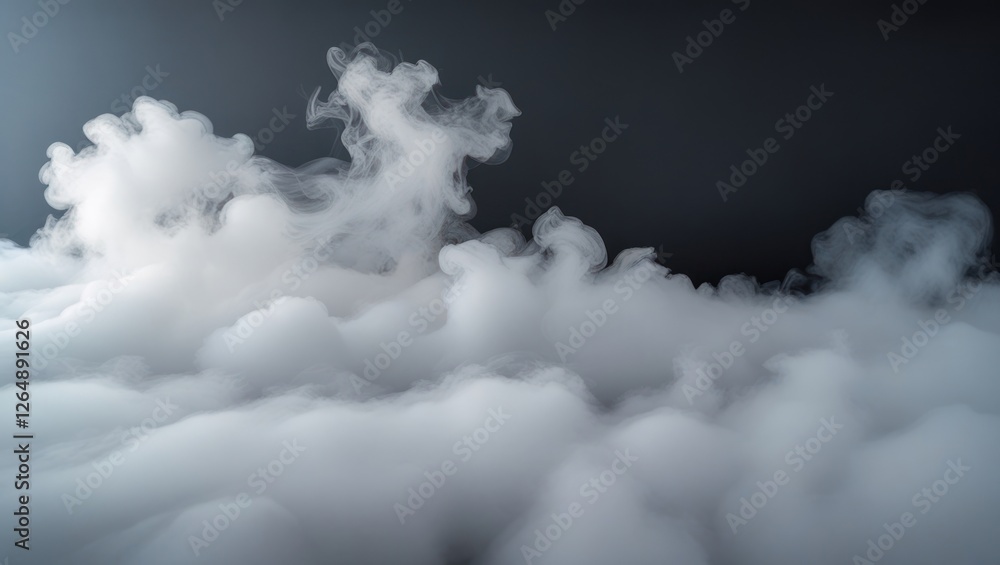 Poster White smoke on a dark background with swirling patterns and varying density creating a mysterious atmosphere Copy Space
