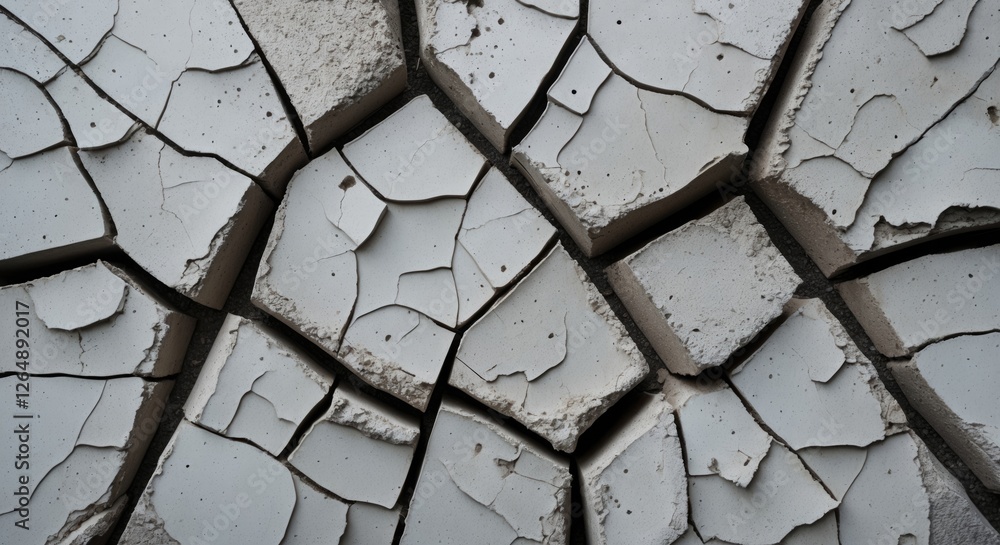 Aufkleber cracked soil surface texture with dry earth patterns abstract background copy space