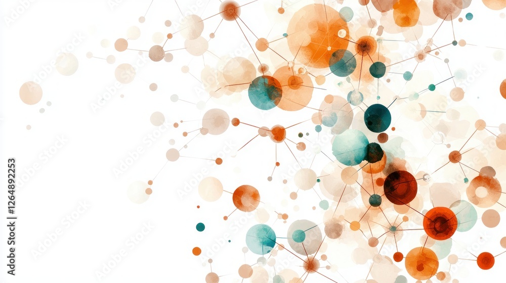 Poster Abstract Composition with Colorful Circles and Dots on a White Background for Modern Design and Creative Projects