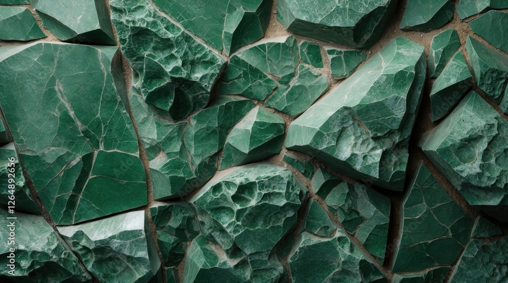 Poster green textured stone surface with jagged rock formations and details showcasing natural patterns. co