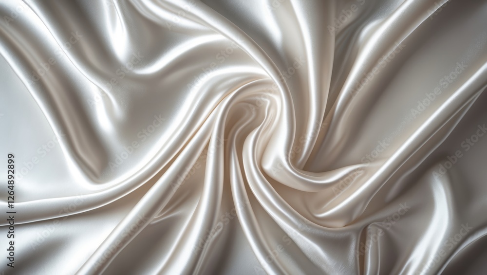 Poster smooth white satin fabric texture with soft draping and natural folds ideal for background or textil