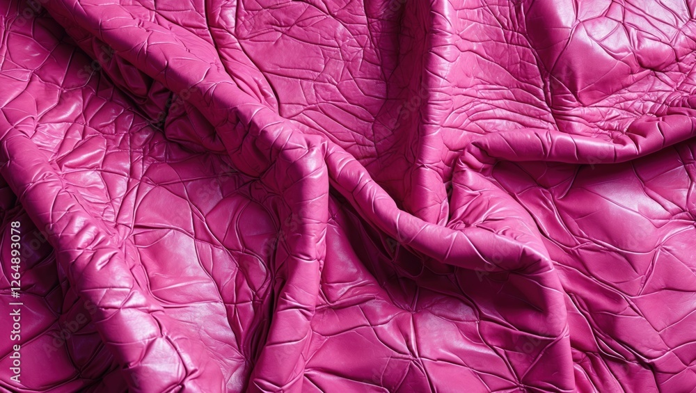 Poster textured pink leather folded fabric background with creases and folds suitable for various design pr