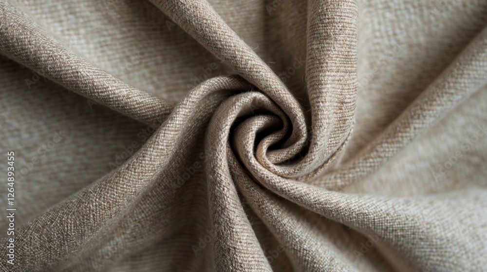 Aufkleber beige textured fabric swirling in a spiral pattern with soft natural lighting and copy space for tex