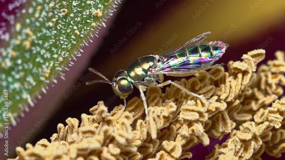 Aufkleber close-up view of a colorful insect on a plant showcasing intricate details in a natural setting
