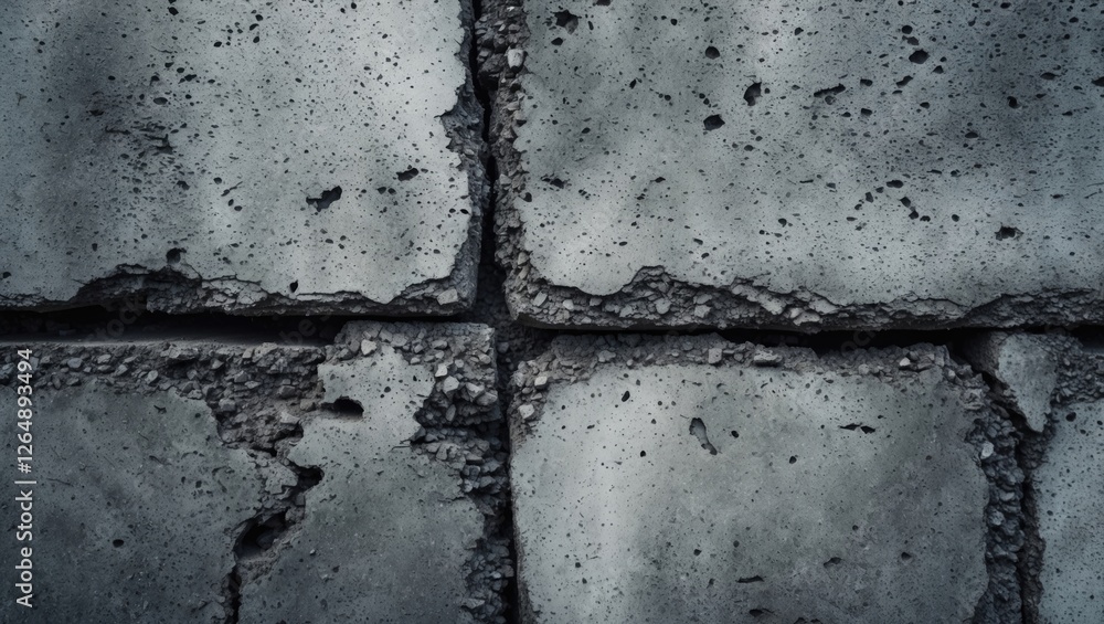 Poster textured concrete wall with cracked surface and visible joints suitable for backgrounds or architect