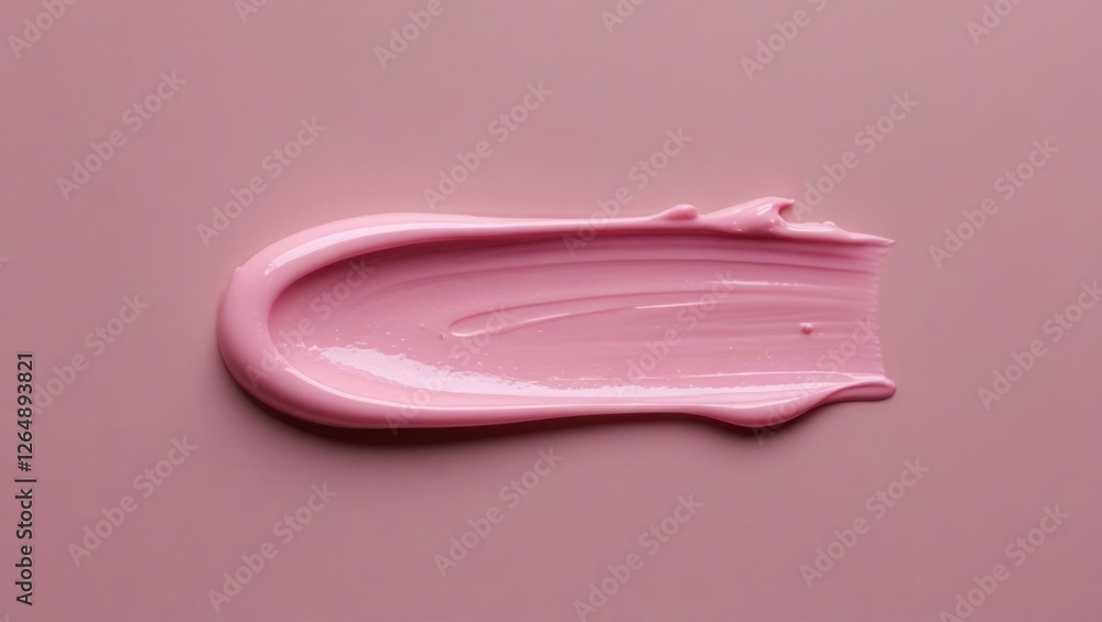 Poster pink paint stroke on smooth pastel background with copy space for text or design elements.