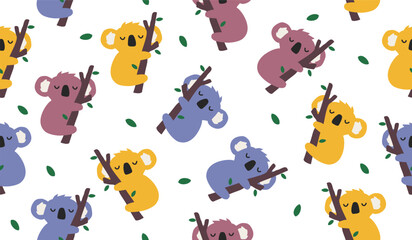 Cute koala pattern background vector design