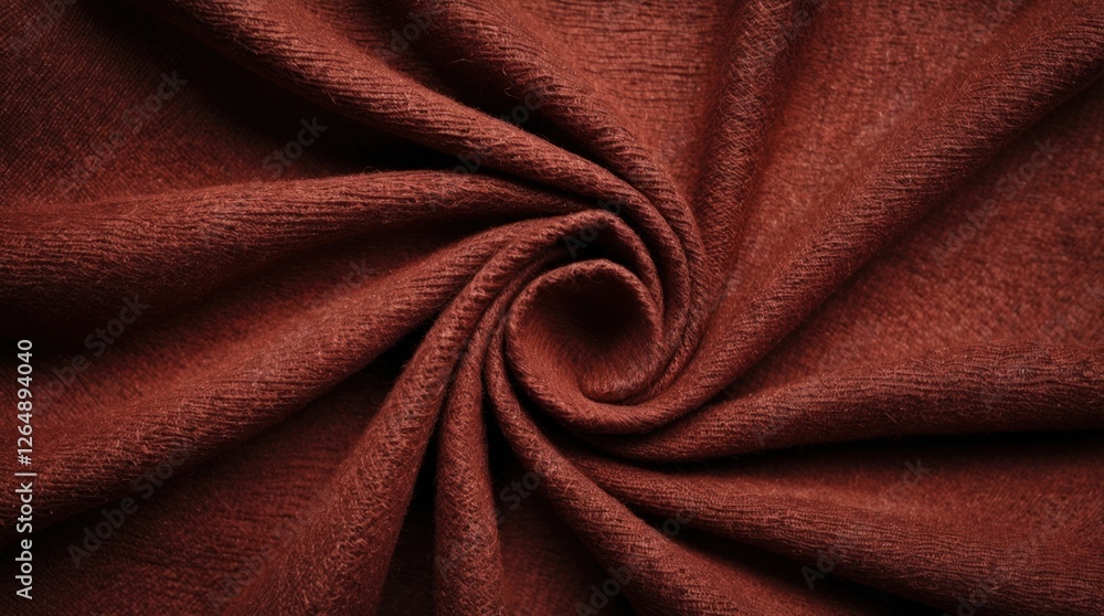 Poster Crimson textile fabric swirling design with soft texture detailed background for versatile use Copy Space