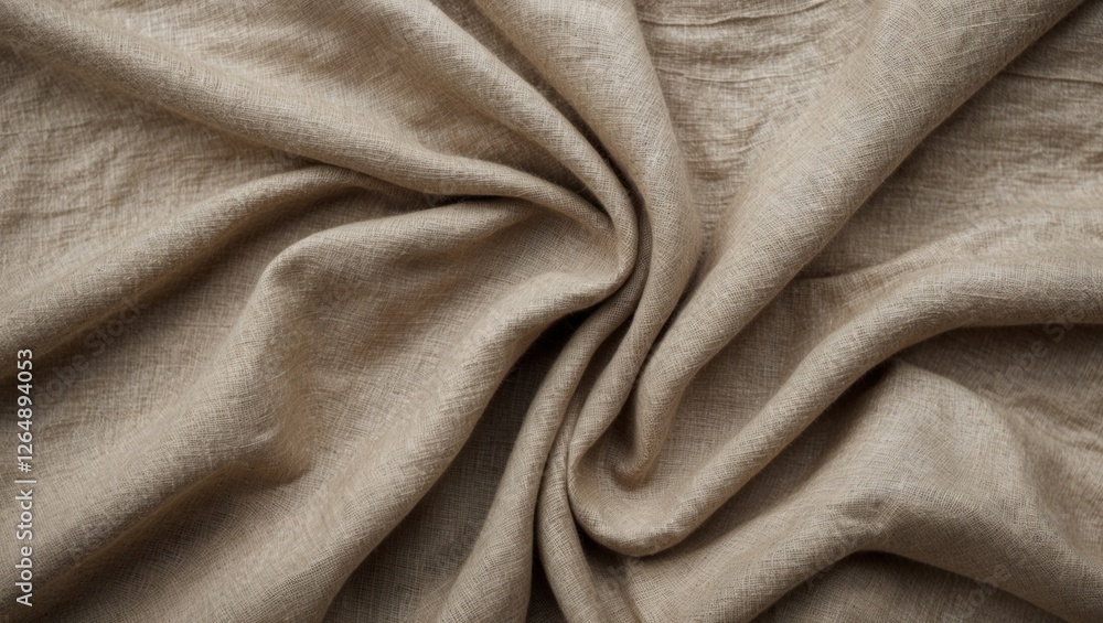 Poster beige textured fabric close-up with folds and wrinkles suitable for textile design background copy s
